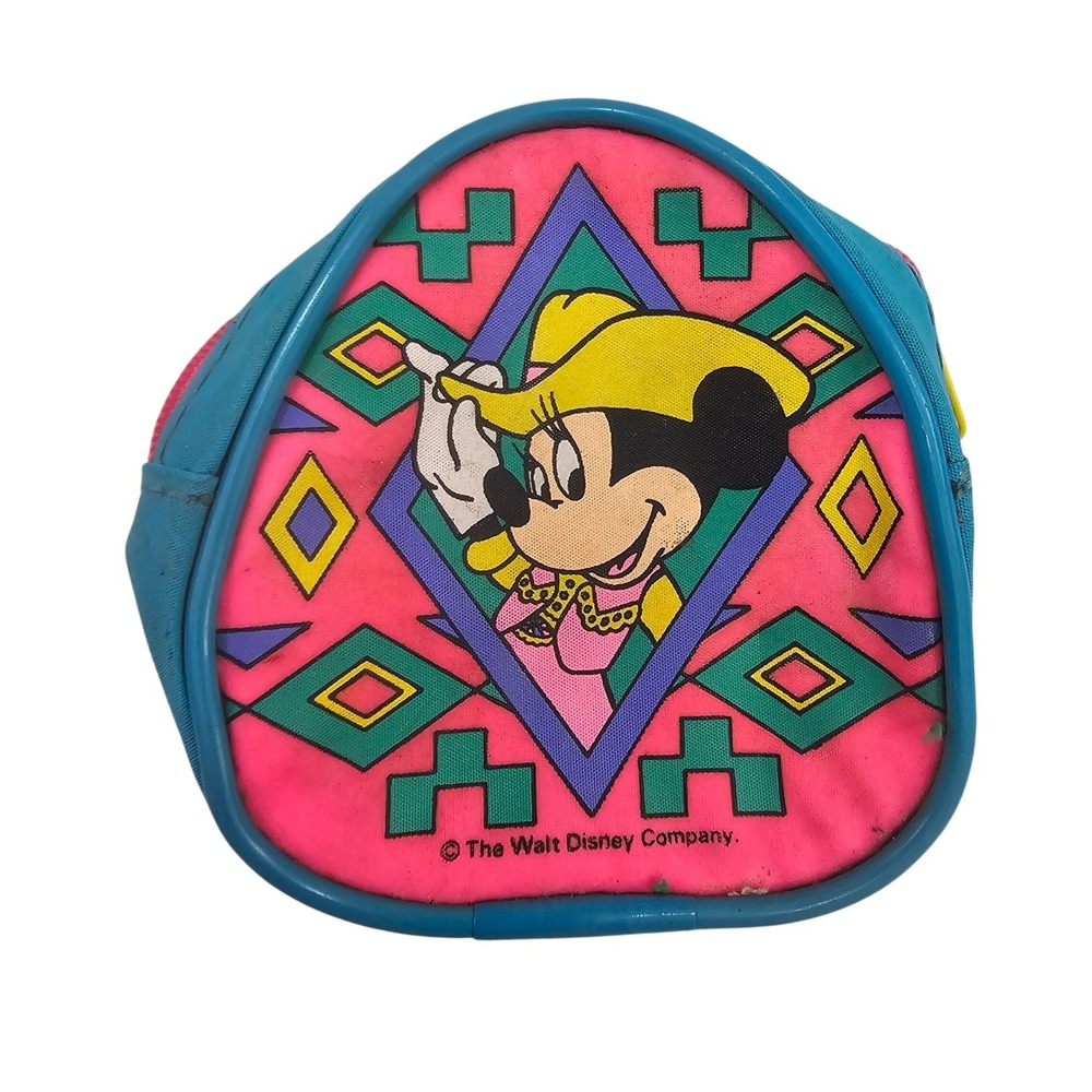 Vintage Minnie Mouse Cowgirl Zipper Pouch Imaginings 3 Neon Pink Blue 80s 90s
